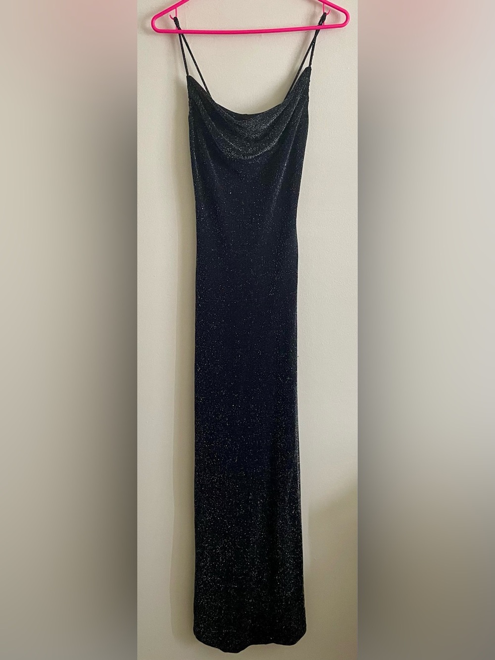 👑 Black Sparkle Cowl Neck Floor Length Dress 👑